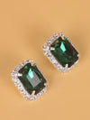 1pair Fashion Copper Rhinestone Square Decor Stud Earrings For Women For Daily Life