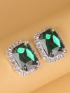 1pair Fashion Copper Rhinestone Square Decor Stud Earrings For Women For Daily Life