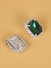 1pair Fashion Copper Rhinestone Square Decor Stud Earrings For Women For Daily Life