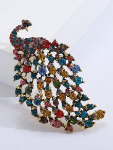  Rhinestone Peacock Design Brooch