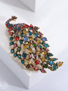 Rhinestone Peacock Design Brooch