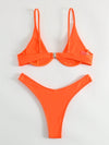 Solid Underwire High Cut Bikini Swimsuit