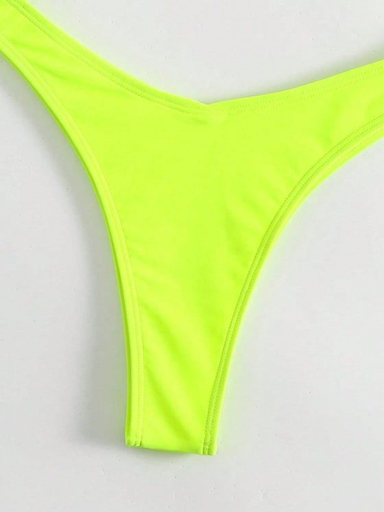 Solid Underwire High Cut Bikini Swimsuit