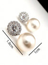 1pc Fashion Copper Rhinestone Decor Faux Pearl Stud Earring For Women For Daily Life