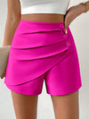 Privé High Waist Button Detail Ruched Front Shorts