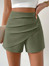 Privé High Waist Button Detail Ruched Front Shorts