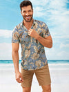 Men Tropical Print Hawaiian Shirt