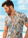 Men Tropical Print Hawaiian Shirt