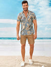 Men Tropical Print Hawaiian Shirt