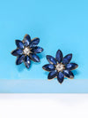 2pcs Rhinestone Flower Stud Earrings