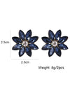 2pcs Rhinestone Flower Stud Earrings