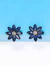 2pcs Rhinestone Flower Stud Earrings