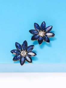  2pcs Rhinestone Flower Stud Earrings