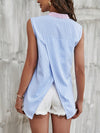 LUNE Striped Print Colorblock Sleeveless Shirt