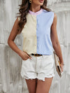 LUNE Striped Print Colorblock Sleeveless Shirt