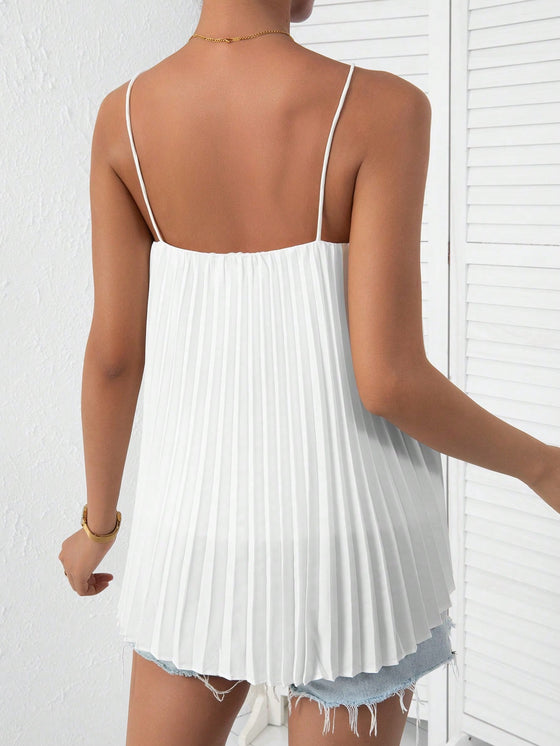 Privé Solid Pleated Cami Top