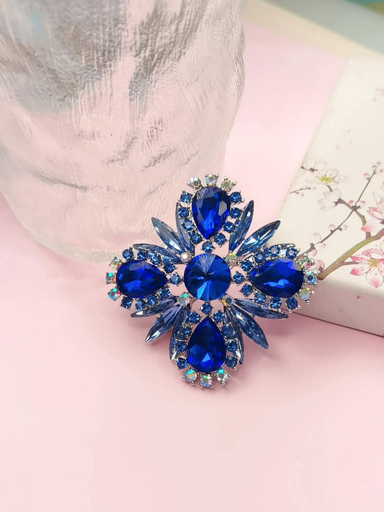 1pc Luxury Zinc Alloy Rhinestone Flower Design Brooch For Women For Party