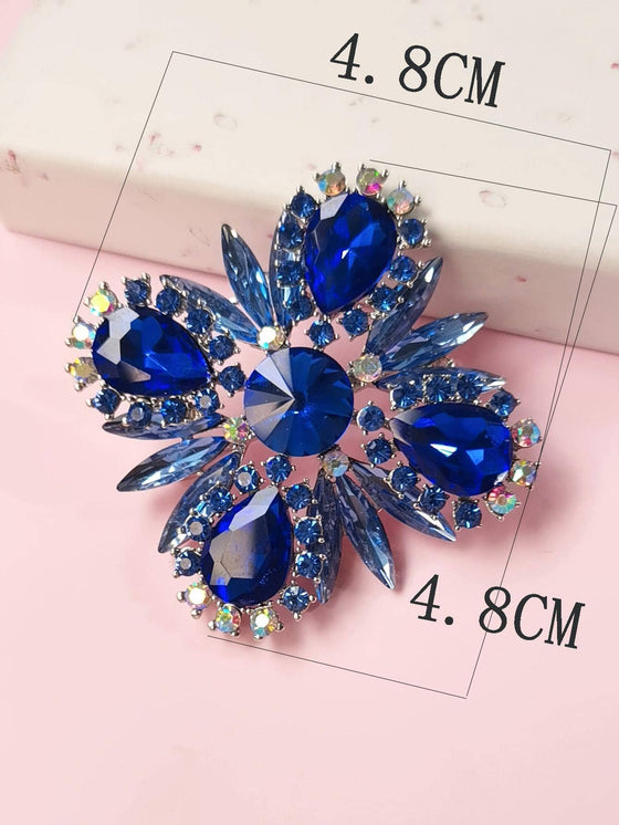 1pc Luxury Zinc Alloy Rhinestone Flower Design Brooch For Women For Party