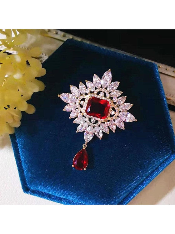 Cubic Zirconia Decor Brooch