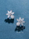 Cubic Zirconia Decor Stud Earrings