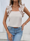 Solid Ruffle Trim Blouse