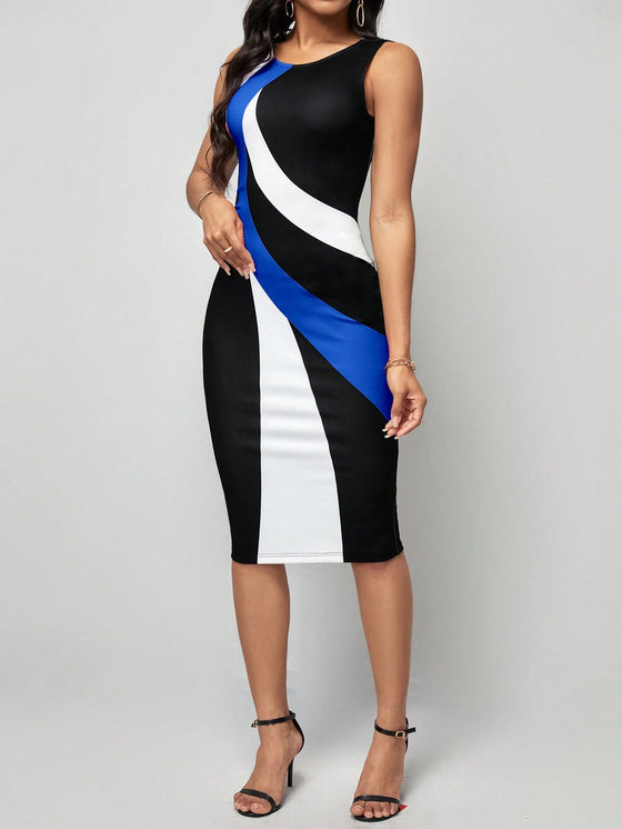 LUNE Color Block Bodycon Tank Dress