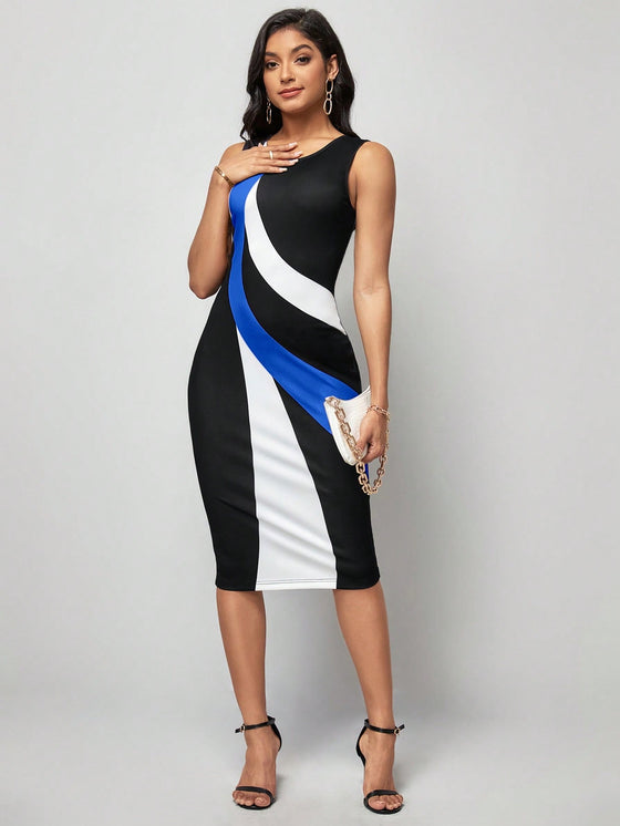 LUNE Color Block Bodycon Tank Dress