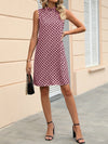 Allover Print Mock Neck Dress Without Belt