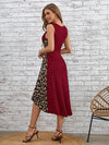 LUNE Leopard Print Ruched Front High Low Hem Dress