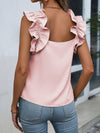 Solid Ruffle Trim Blouse