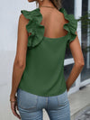 Solid Ruffle Trim Blouse