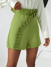 Privé Solid Ruffle Trim Shorts