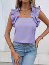 Solid Ruffle Trim Blouse