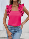 Solid Ruffle Trim Blouse