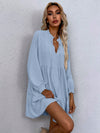 LUNE Tie Neck Lantern Sleeve Smock Dress