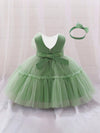 GIRLS Baby Girls' Mesh Puff Princess Dress With Butterfly Knot & Headband For First Birthday/party