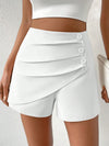 Privé High Waist Button Detail Ruched Front Shorts