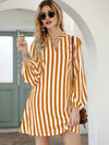 VCAY Striped Notched Neck Tunic Dress