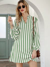 VCAY Striped Notched Neck Tunic Dress