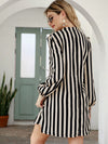 VCAY Striped Notched Neck Tunic Dress