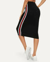 CONTRAST STRIPED SIDE BODYCON SKIRT