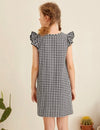 Girls Ruffle Trim Gingham Print Tunic Dress