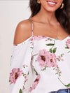 COLD SHOULDER BISHOP SLEEVE FLORAL TOP