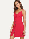 BUTTON THROUGH KNOT BACK CAMI DRESS