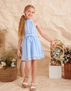 Girls Swiss Dot Chiffon Belted Halter Dress