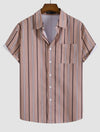 Men Striped Print Pocket Patched Shirt