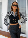 Striped Print Crop Blouse