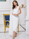 One Cloak Sleeve Sheer Mesh Insert Wrap Hem Dress