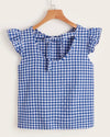 TIE BACK BUFFALO PLAID TOP