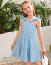 Girls Ruffle Trim Flare Hem Dress